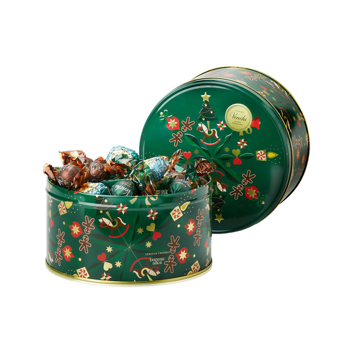 Cappelliera in Latta Natale Alice 205g | Cioccolatini Venchi di Alta Qualità