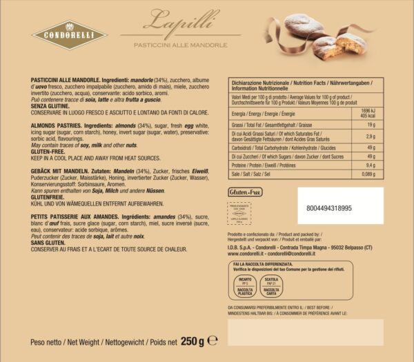 Lapilli – Pasticcini alle Mandorle - Condorelli - Enoteca Treggì