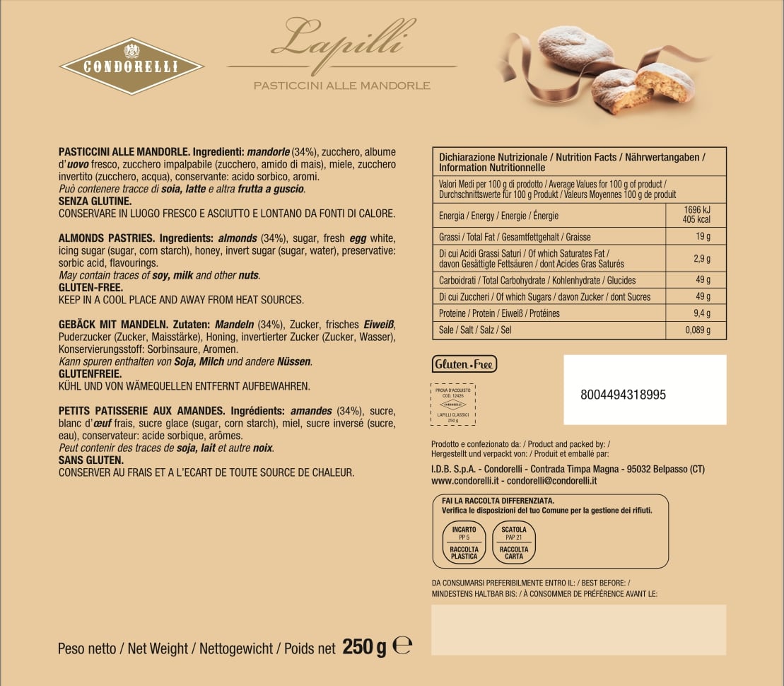 Lapilli – Pasticcini alle Mandorle 250g – Condorelli