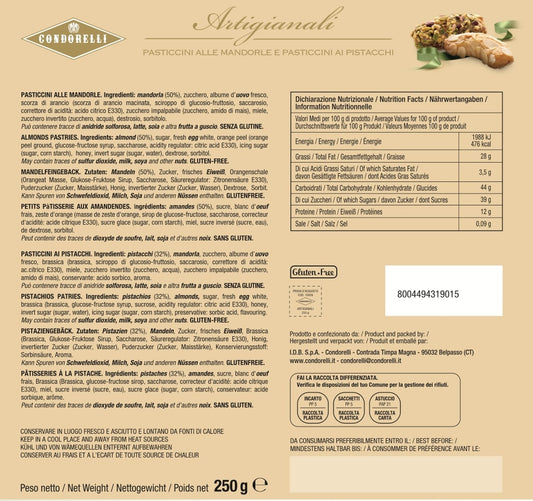 Pasticcini Artigianali alle Mandorle e Pistacchi 250g – Condorelli