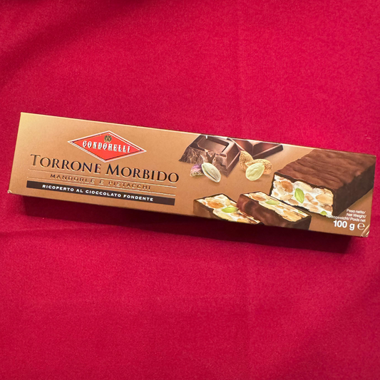 Stecca di Torrone morbido ricoperto Cioccolato Fondente - Condorelli - Enoteca Treggì