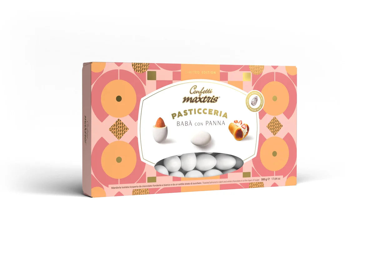 Confetti ciocomandorla babà e panna bianchi 500gr Maxtris