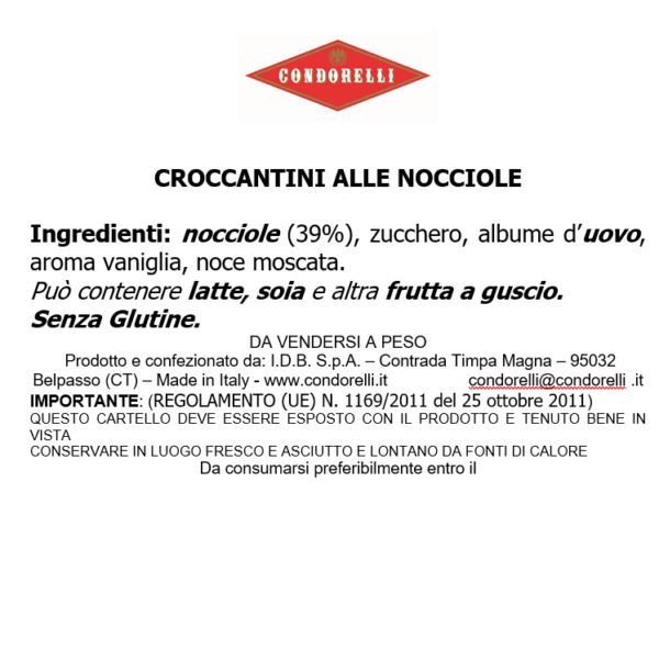 Croccantini alla Nocciola sfusi - Condorelli - Enoteca Treggì