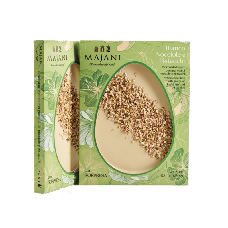 Uovo Platò bianco granella nocciole e pistacchio Majani
