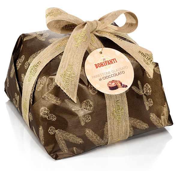 Panettone Glassato con Gocce di Cioccolato Bonifanti 1 kg Kraft Retrò