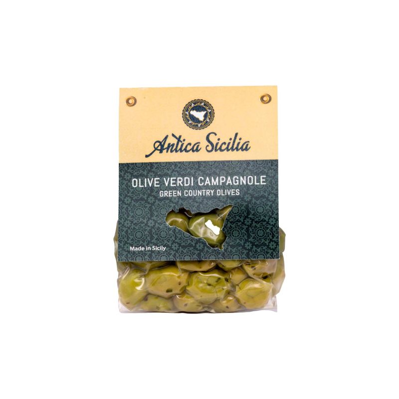 Olive verdi campagnole in busta 350 gr