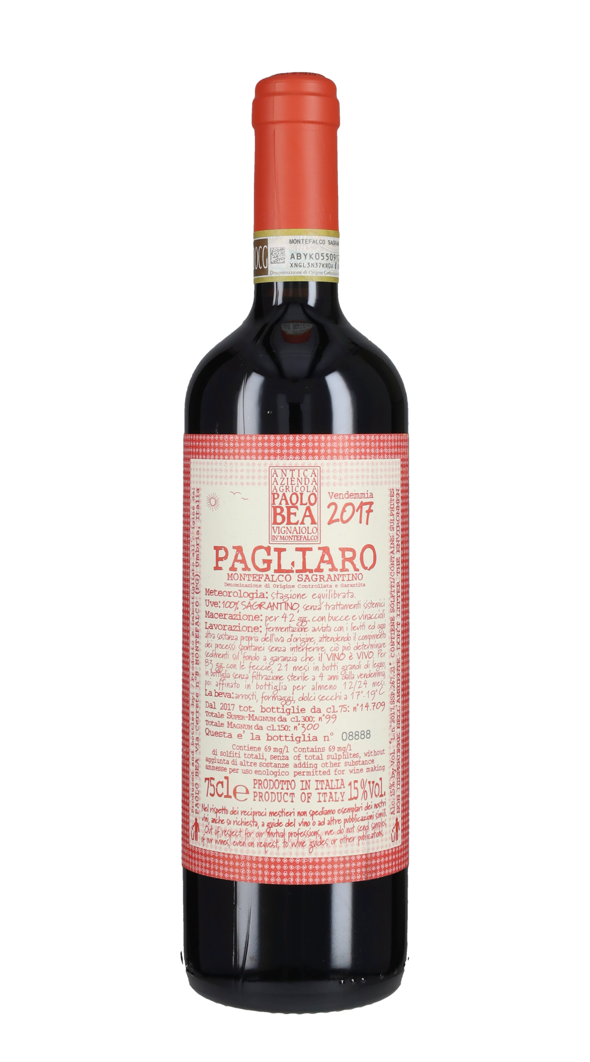 Bottiglia Montefalco Sagrantino DOCG Pagliaro Paolo Bea