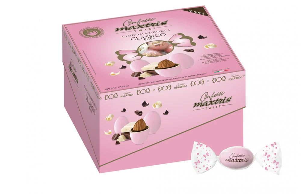 Confetti Ciocomandorla Incartati Rosa 500g